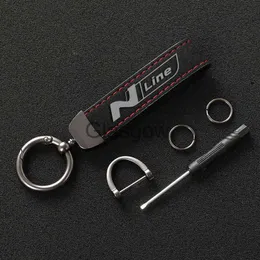 Car Key Fashion High Quality Leather Keychain custom gift Key Rings For Hyundai N LINE NLINE i30 Tucson Veloster SONATA ELANTRA I20 Car x0718