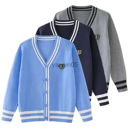 Pullover School Style Autumn New Kids Boys Girls Clothing Swetan Sweter Knit Cardigans Botton Big Boy Tops HKD230719