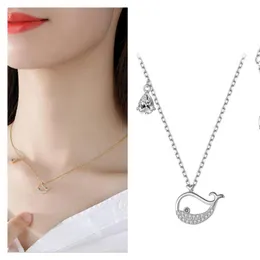 Pendant Necklaces Exquisite Zircon Whale Gold Necklace Girl Clavicle Accessories Fashion Silver Plated For Women Jewelry