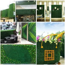 装飾的な花の壁の装飾25x25cm人工植物草10pcs屋内屋外の庭の背景結婚箱ウッドヘッジパネル