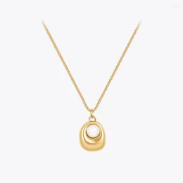 Pendant Necklaces ENFASHION Para Mujer Necklace For Women Oval Pearl Jewelry Plated 18K Gold Color Trendy Birthday Party P233394