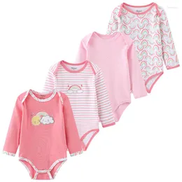 Kläder sätter 4st Baby Girl Clothes Full Sleeve Cotton Born Boy Rompers Jumpsuis Pyjamas Costumes Roupas de de