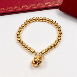 High quality fashion round bead titanium steel bracelet 18K gold rose silver bracelet for friends party and couple gifts2675