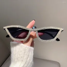 Güneş Gözlüğü 2023 Kedi Gözü Kadınlar Vintage Güneş Gözlükleri Lüks Kristal Retro Tonlar Vasos Decorativos Eyewear