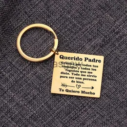 Car Key Fashion Spanish Language Keychain Father's Day Gift Querido Padre Te Quiero Mucho Engraved Keyring Jewelry Car Accessories x0718