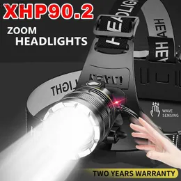 المصابيح الأمامية 3000000LM ترقية مستشعر المصباح الأمامي XHP90 مصباح الصيد في عام 18650 من مصباح يدوي مصباح USB RECHARGEAB LITER
