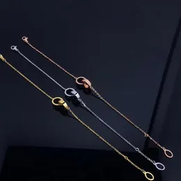 Fashion Designer Brand Double Ring Chain Bracelet Gold Silver Rose Gold Plated Stainless Steel Non-fading Ladies Jewelry229l