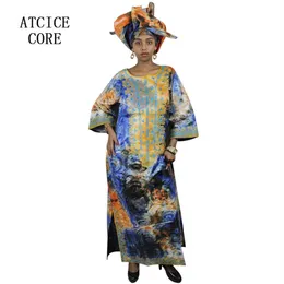 Африканские платья для женщины Африканский базин Риш Дизайн Дизайнерский дизайн платье Длинное платье со шарфом A064#214R
