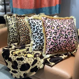 Leopard patterned Pillowcase Velvet Tassel Cushion Decorative Pillow Luxury Cushion Brand Decorative Designer Fashion Cushions Cotton Covers Home Decor Pillows