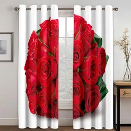 Curtain Valentine Flower Bloom Bouquet Curtains For Bedroom Girls Living Room Window Treatments Wedding Party Drapes