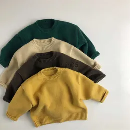 Pullover 1-7T Winter Boys Girl Sweater Toddler Kid Baby Clothes Long Sleeve Kint Pullover Top Casual Plain Loose Knitwear Children Outfit HKD230719