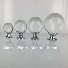 Puxador de vidro 20mm 25mm 30mm 40mm puxador de armário puxador de vidro puxa bola de cristal cromado prateado maçanetas de móveis modernos 303o
