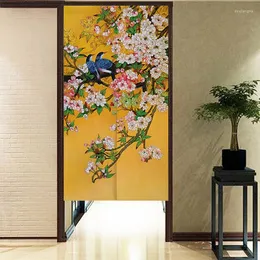 Vorhang im chinesischen Tintenstil, Blumen- und Vogelmuster, Tür, japanische Noren-Hälfte