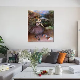 Arte della tela di danza classica di alta qualità Ballerino di Edgar Degas con mazzi di fiori dipinto a mano arredamento moderno della camera da letto