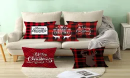 177in Deblesed Decoblesative Christmas Theme Checked Throw Pillow Case Red Green Black Plaid Pillow Cover 26121775
