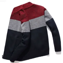 Herrtröjor kksky cardigan tröja män randig grå mäns tröja stickad cardigan varma män kläder överdimensionerade 3xl koreansk stil homme 2020 L230719