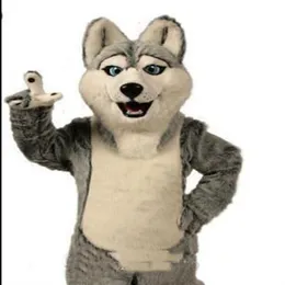 2018 Högkvalitativ Fancy Grey Dog Husky Dog med utseendet på Wolf Mascot Costume Mascotte Adult Cartoon Character Party 273L