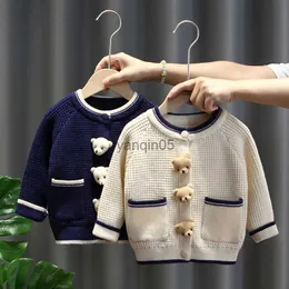 Pullover Autumn Children Cardigans Single Breasted O-Neck Boys Girls Cartoon Sticked Sweaters Active Cute All-Match Kids Outerwear HKD230719