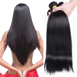 Brasiliansk rak mänsklig hår 3 buntar billiga brasilianska jungfru hårväv obearbetad naturlig färg jungfrulig mänsklig hårförlängningar316r