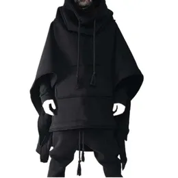 Herren Wollmischungen Herren Herbst Wolljacken Mode Mittellange Fledermausärmel Cape Umhang Hoodies Mantel Persönlichkeit Schal Männer Wolljacken Tops HKD230719