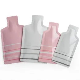 Bolsas de paquete de Metal de papel de aluminio puro con forma de botella blanca rosa, bolsa de envasado al vacío de alimentos de Mylar metálico, paquete de polvo líquido de miel, paquete de 2675