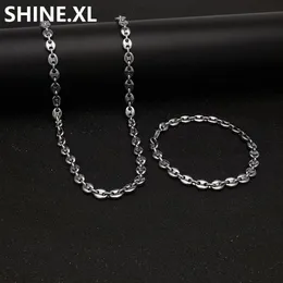 316L Stainless Steel Coffee Bean Chain 22 Necklace and 8 Bracelets Fashion Hip Hop Jewelry Set Gold Chain for Men292Q