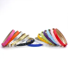 whole 100 strips 8mm wide 21cm length PU Leather snake skin wristband bracelet fit for 8mm diy slide charms272y