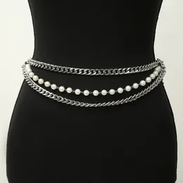 Neck Ties Top Brand Pearl Thin Waist Chain for Women Fashion Belt Ladies Dress Jeans Matching Famale Luxury Designer Belt 230718
