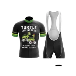 Jersey Cycling Sets 2022 Team Turtle Pro 19d Gel Bike Shorts Suit Mtb Ropa Ciclismo Mens Summer Rowling Maillot Cotte Clothing Dro Dhzcv