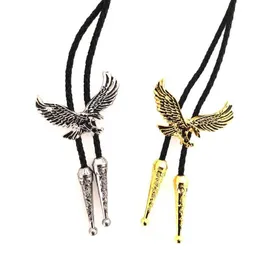 Bolo Ties KDG Vintage Alloy Western Cowboy Zinc Eloy Bolacie Leather Rope Tie Bolo Tie Flying Gold and Silver HKD230719