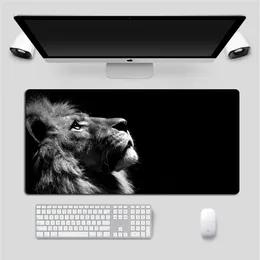 Cool Lion Black Mouse Pad كبير قفل حافة Gamer Desk Computer Desk ANIME NON-SKID GAMING MOUSEPAD PCORTORIES Accessories 210615262S