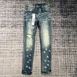 بنطلون جينز أرجواني مصمم جينز جينز سروال بانتالونز رجال أمريكا المصممين ممزق الجينز دموع الجينز غسل الجينز القديم 30- 40