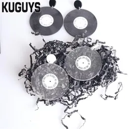 Kuguys Round Vintage Records dingle örhängen för kvinnors modesmycken akryl anpassade droppörhängen flickas gåva254q