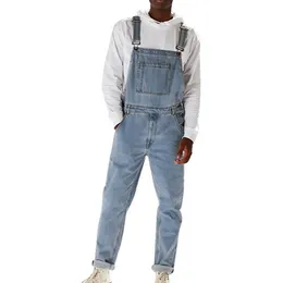 HEFLASHOR Men Casual Jeans Denim Strap Jean Jumpsuit Loose Fitting Sleeveless Casual Feminino Overalls Dungarees Playsuit 2020 CX22896