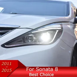 Sonata 8 2010-2023の照明システムカーライトLEDオートヘッドライトアセンブリアップグレードバイフォーカルレンズXenonダイナミックシグナルランプツール