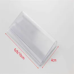 10 8 6CMX4 2CM Clear Plastic PVC Tag Sign Label Display Clip Holder For Supermarket Store Wood Glass Shelf Montering 100pcs300i