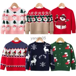 Pullover Christmas Children Sweater Autumn Clothing 3-7 Years Baby Girls Boys Knitwear Pullover Knickad tröja 2022 Kids Party Sweaters HKD230719