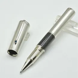 high quality Silver and Black carbon fibe roller ball pen Fountain pen office stationery luxurs ink pens260v