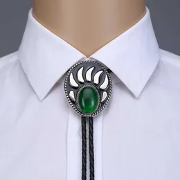 Bolo Ties Moda verde turchese zampa d'orso cravatta bolo per uomo cowboy western cowgirl corda in schiuma cravatta in lega di zinco HKD230719