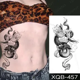 Dragon Transfer Impermeabile Autoadesivo del tatuaggio temporaneo Black Snake Peony Rose Flowers Flash Tatto Arm Body Art Fake Tatoo Donna Uomo