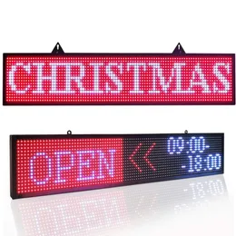 "Sinal externo P10 com display LED personalizável para vitrines - Placa de texto de rolagem programável com dimensões de 1000x200mm - Brilhante e atraente"