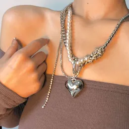 Pendant Necklaces Fashion Necklace For Women Y2K Accessorie Heart Pendant Necklace Egirl Sweet Choker Necklace For Jewelry Women Chain Trendy 230718