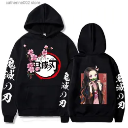 Herrtröjor tröjor het demon slayer kimetsu no yaiba hoodie hip hop anime tröjor toppar lösa långa ärmar höst man tyg t230719