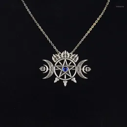 Hänge halsband trippel halvmåne med pentagram halsband sigil av anda hedniska smycken wiccan gotisk halsband1242h