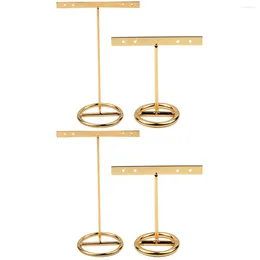 Jewelry Pouches 4 Pcs Fashion Earrings Storage Rack Holder T-shape Ear Studs Stand Display Organizer Small And Large Size (Golden)