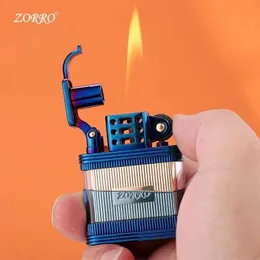 Zorro Nowy widoczny przezroczysty bunkier oleju nafta zapalniczka Kreatywna Kreatywna retro miedziana wiatroodporna prezent dla mężczyzn palenie gadżetów 483J