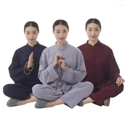 Ubrania etniczne Dorośli Layman Meditation Suits Zestawy 3 kolory bawełniany bieliznę zen haiqing ubrania tradycyjne chińskie garnitur dla tai chi