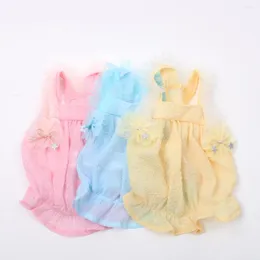 Vestuário para cães Princesa Gato Roupas de verão para animais de estimação Cachorrinho Vestido Colete Flores Renda Design