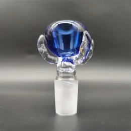 Style Schüssel Stück 18 mm dicke Schüssel Stück Bong Glasrutsche Wasserrohre blau runde Drache Klaue Kopfbedeckte Schalen farbenfrohe Schalen Männliches Rauchzubehör