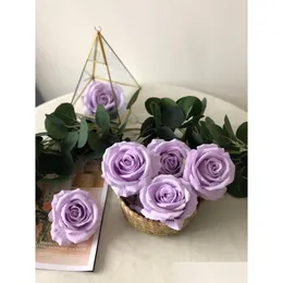 Decorative Flowers Wreaths 10Pcs Lavender Artificial Rose Veet Head Fake For Home Garden Wedding Birthday Party Decor Drop Deliver Dhmer